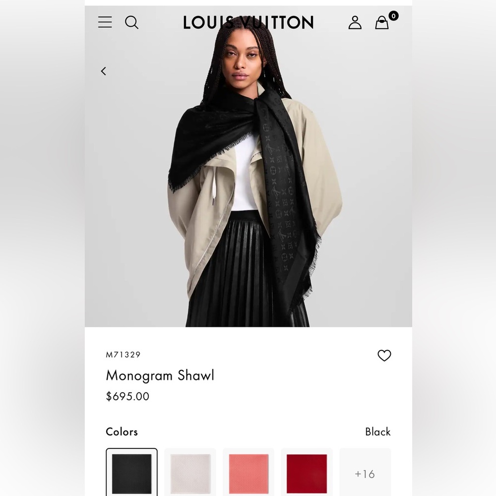 Louis Vuitton Black Scarf Luxurious Wrap